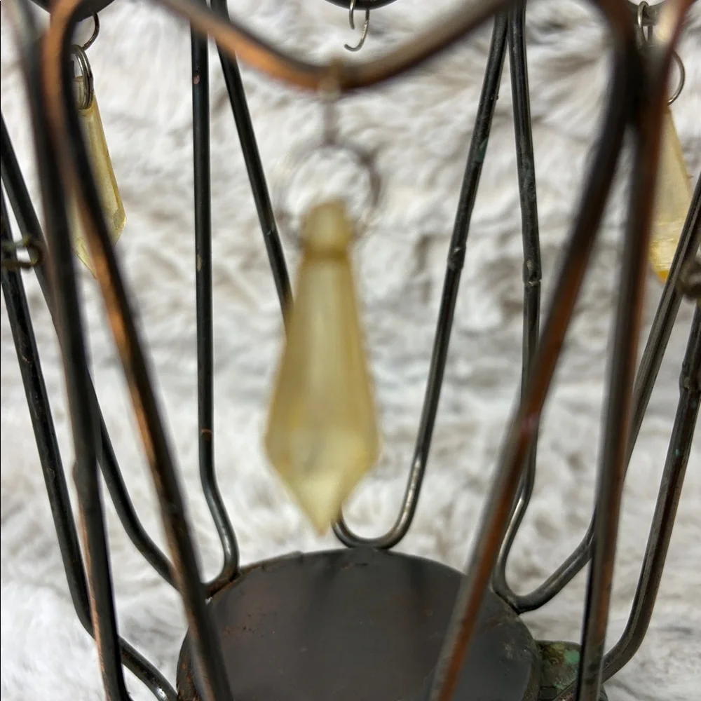 Vintage Moroccan Footed Hanging Metal Candle Holder Jar Holder